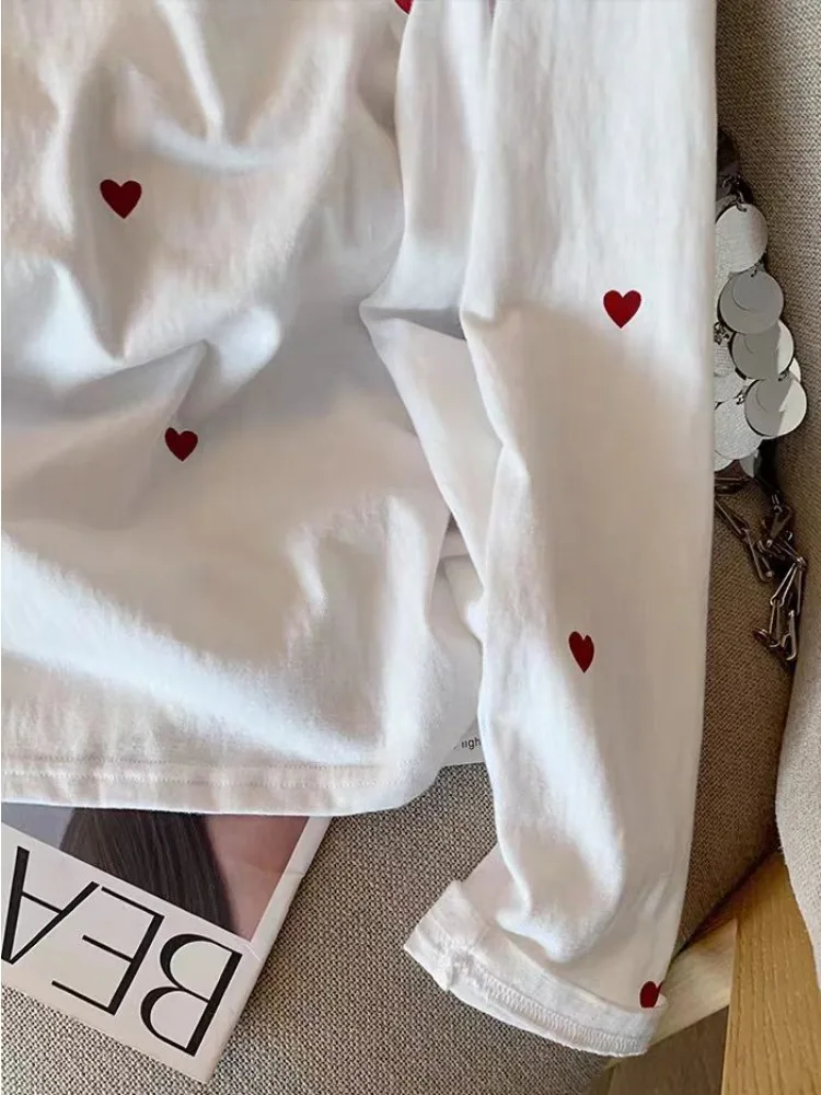 Белая рубашка с длинными рукавами и принтом Любовь женская весна 2023 новый