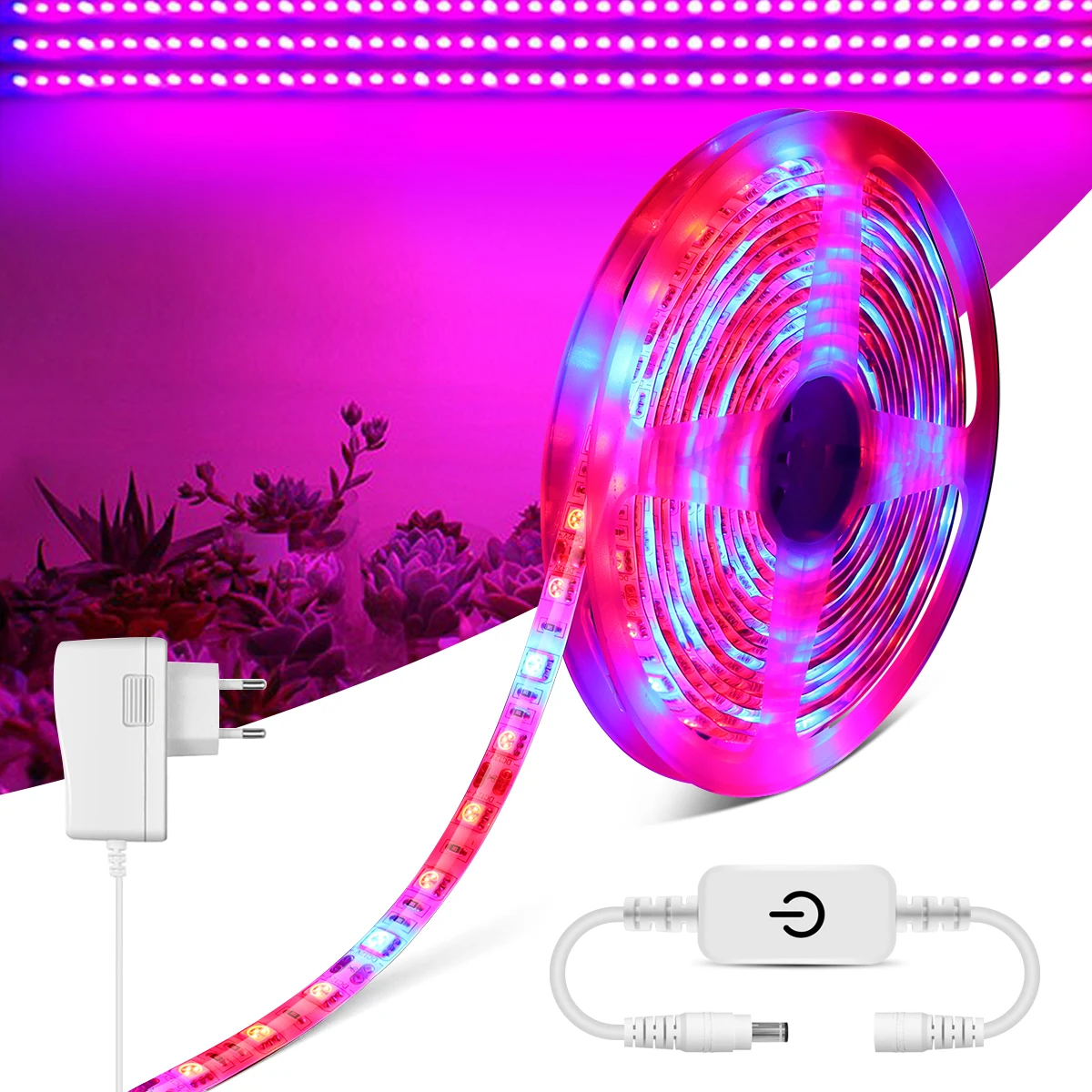 

Full Spectrum Plant Light 5M Plant Grow box LED Strip Greenhouse hydroponics Tent Phyto Lamp With Dimmable Touch Switch