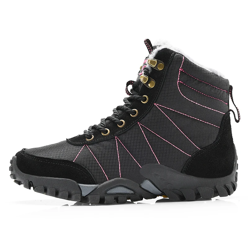 HIKEUP Outdoor Waterproof Couple Style Women High-Top Hiking Shoe Men Snow Boots Wear Comfortable Men's Walking Shoes 36-46