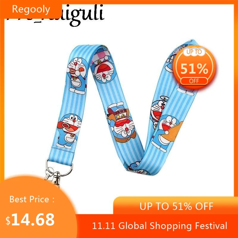 

30pcs Doraemon anime Neck Strap Lanyards badge card holder keychain Mobile Phone Strap Gift Ribbon webbing necklace cartoon kid