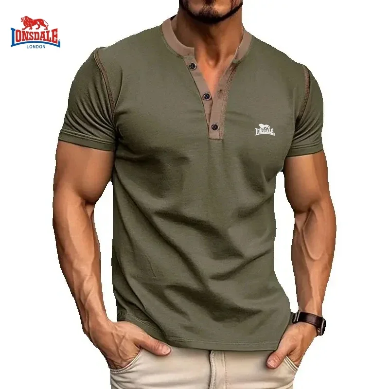 Летняя мужская высококачественная рубашка-поло Генри с вышивкой модный