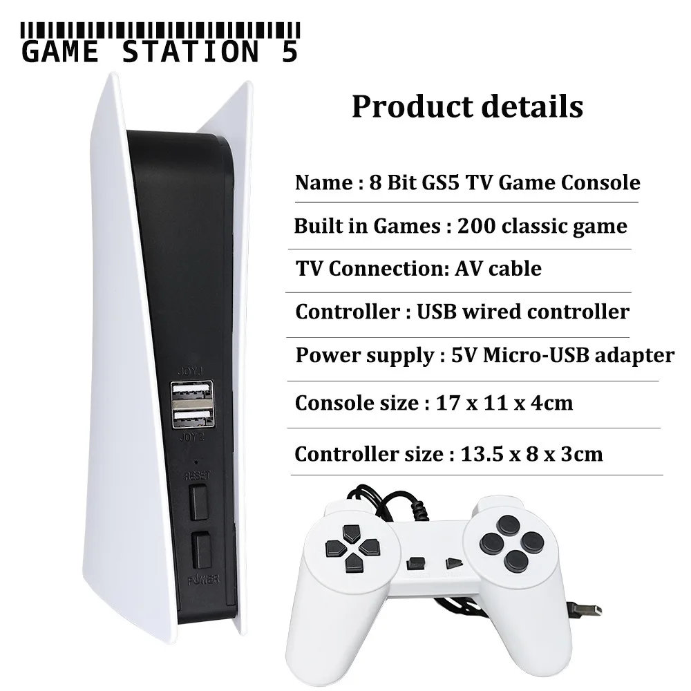 Игровая консоль GS5 8 бит USB проводной портативный игровой плеер 200 классических