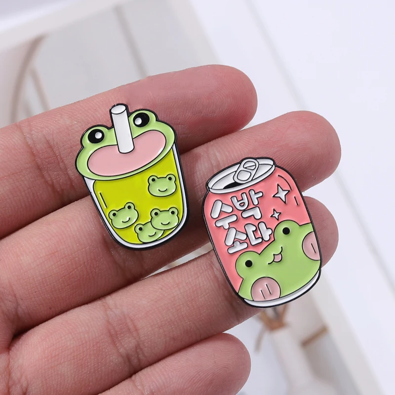 Эмалированная заколка Froggy Juice в виде лягушки значок с напитком брошь животного я