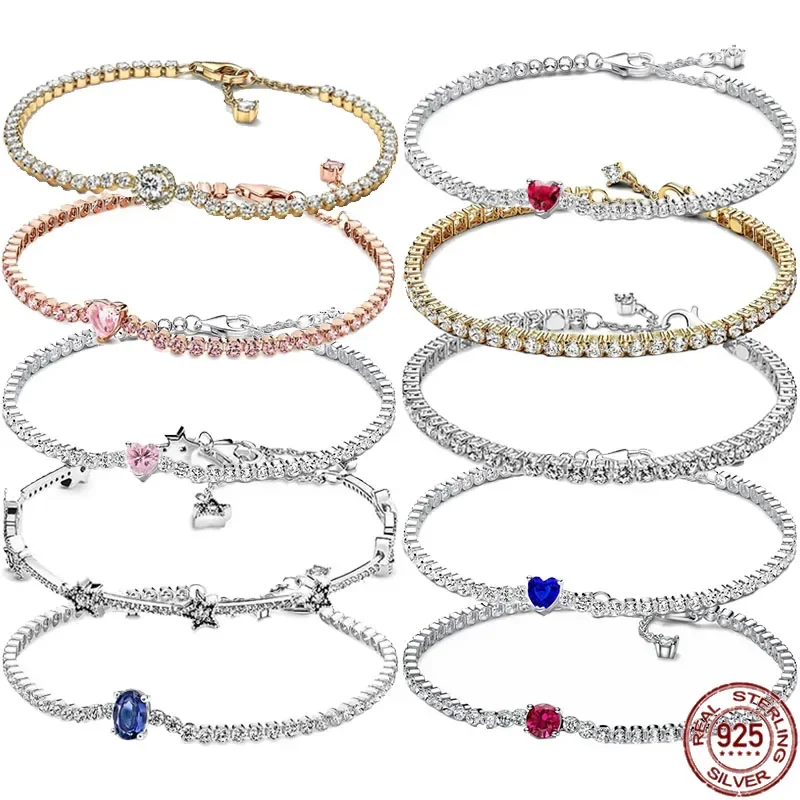 Женский Серебряный Новый Изысканный браслет для тенниса из циркония в форме