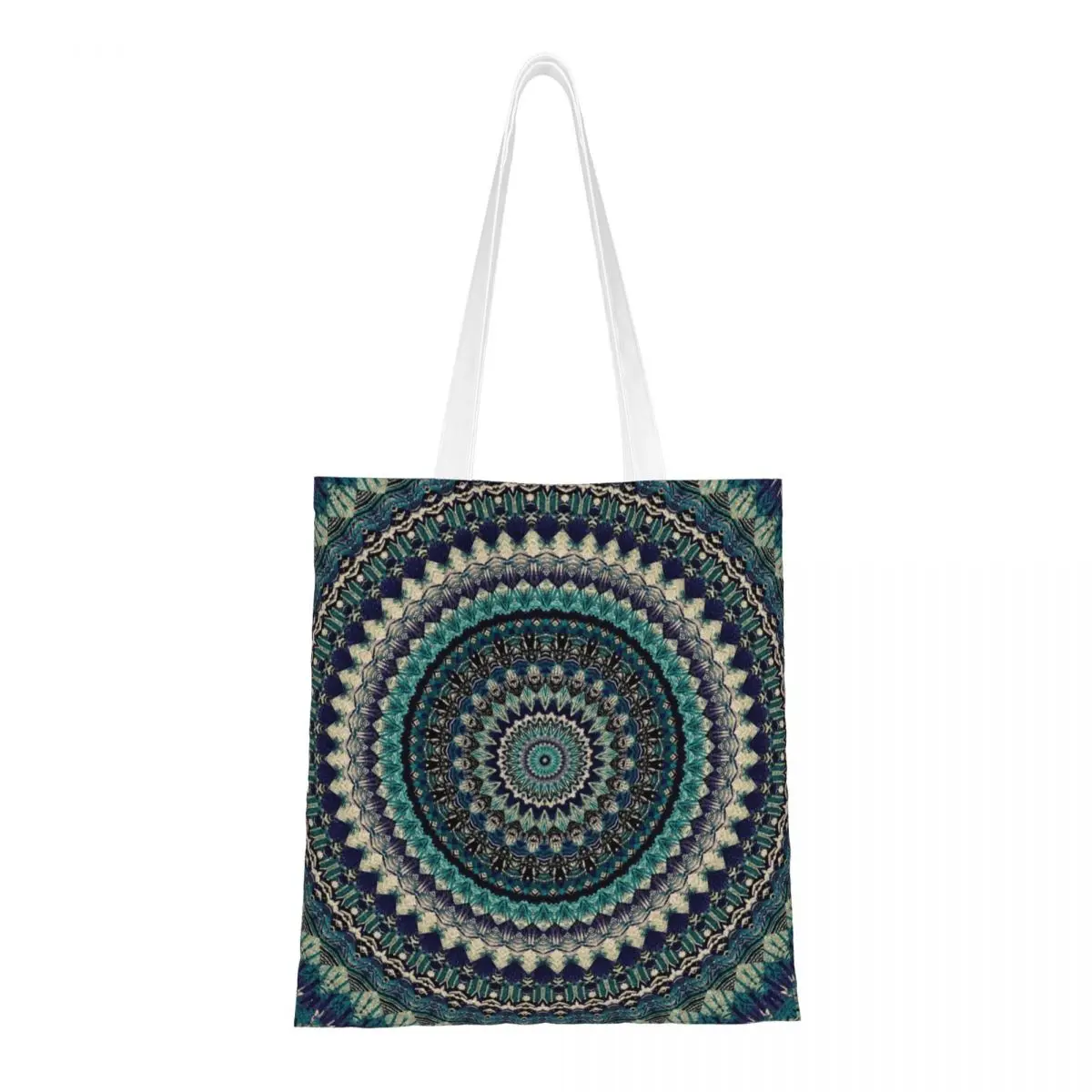 Холщовая Сумка-тоут с цветочным принтом и мандалой модная вместительная