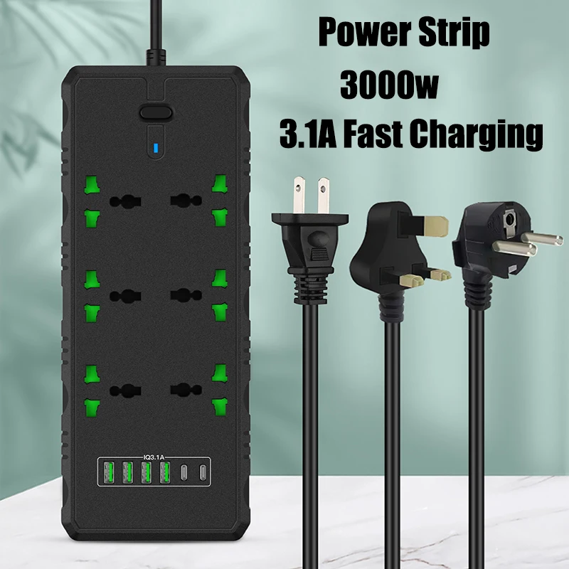 

Зарядное устройство с 6 USB-портами и поддержкой быстрой зарядки, 20 Вт, 3000 А