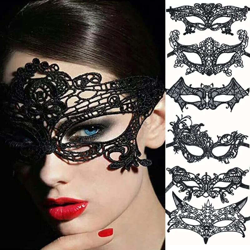 Купи Women Hollow Lace Masquerade Face Mask Sexy Light Princess Black Cutout Lace Cloth Prom Party Props Costume Masquerade Mask за 52 рублей в магазине AliExpress