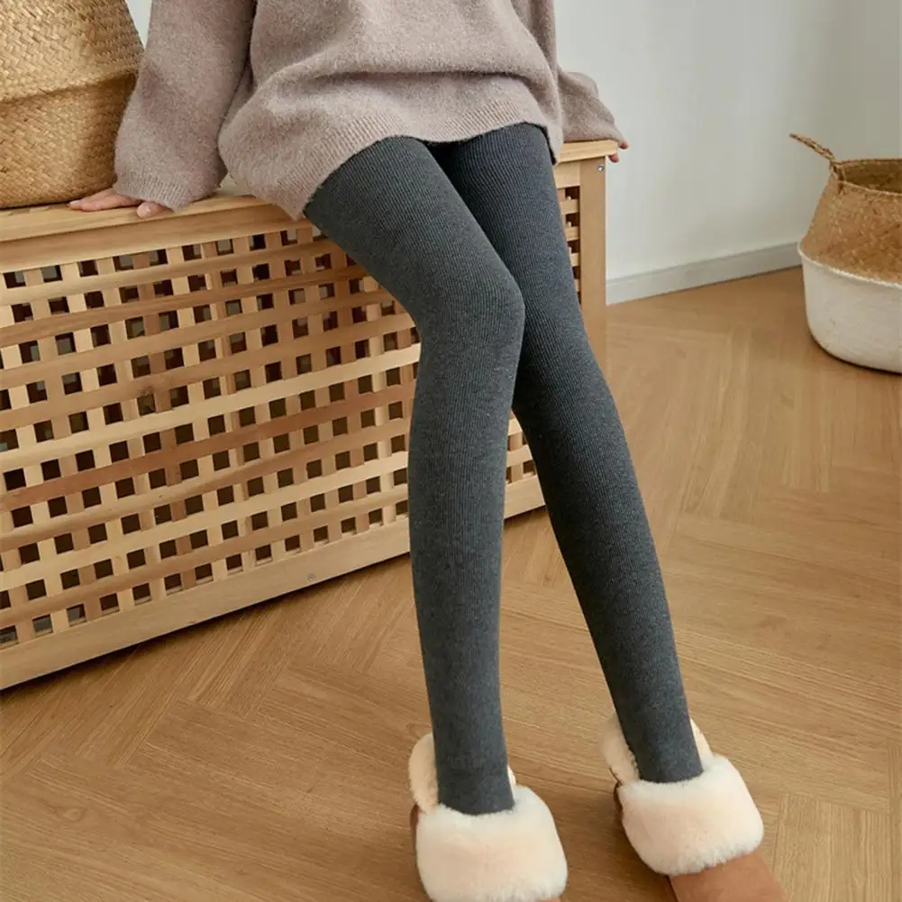 

HOT SALES！High Waist Elastic Waistband Ribbed Thickened Women Pantyhose Autumn Winter Women Fleece Lining Warm Stirrup Leggings