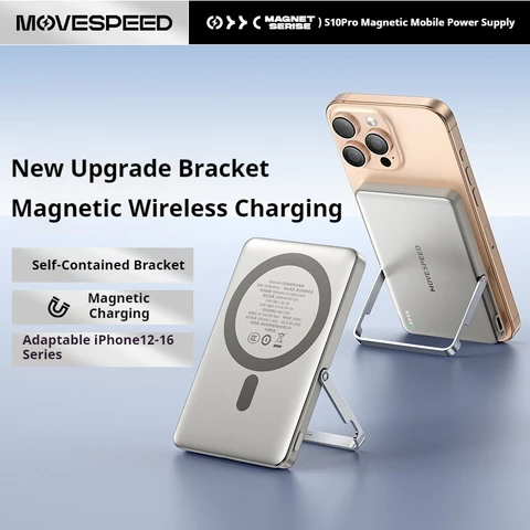 MOVESPEED S10Pro 10000 мАч внешний аккумулятор с подставкой магнитный беспроводной портативный внешний аккумулятор быстрая зарядка для iPhone16 Huawei