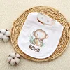 Personalised Baby Bibs Custom Animal with Name Boy Girl Cotton Bib Newborn Saliva Towel Dino Panda Print Bib Infant Shower Gifts 4
