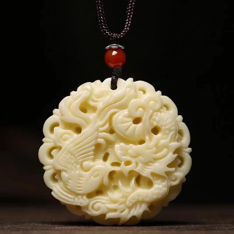 Универсальная резьба подвеска в виде ореха цвета слоновой кости мужское и