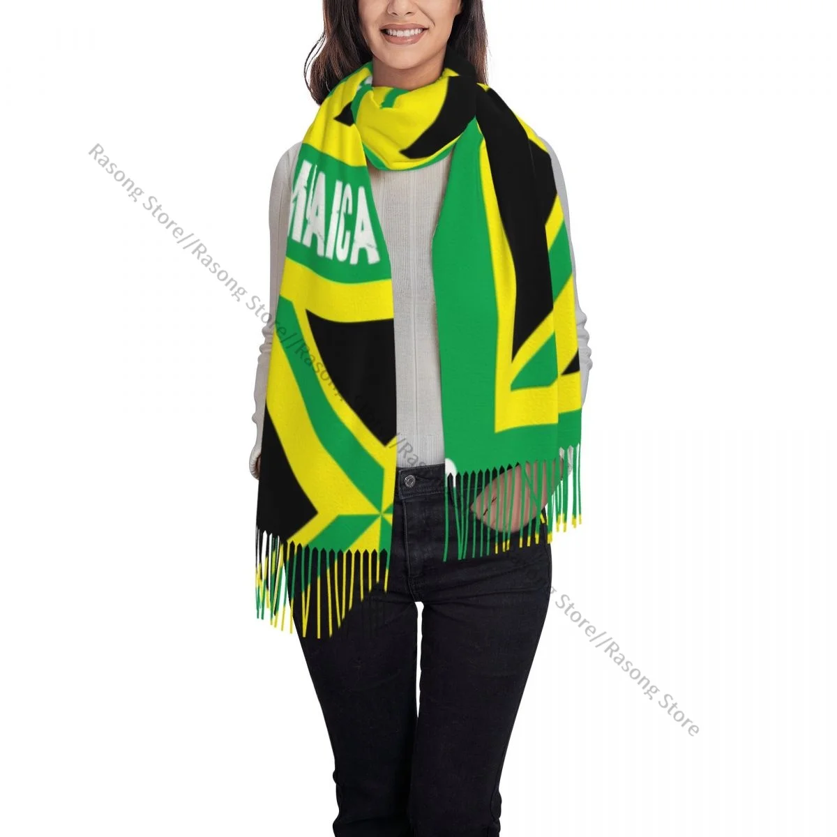 Шарф с кисточками большой зимний женский кашемировый шарф 196*68 см из пашмины