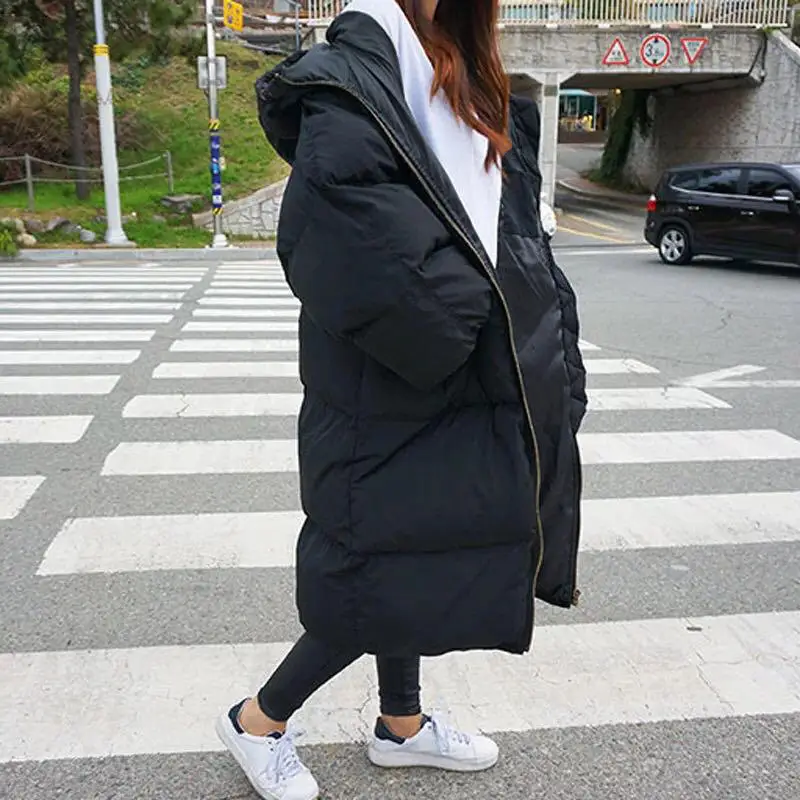 2023 Autumn Winter Jacket  Female Plus Size Outerwear Women Parka Warm Thick Long Cotton Coats Black Loose Oversize Hooded Coat