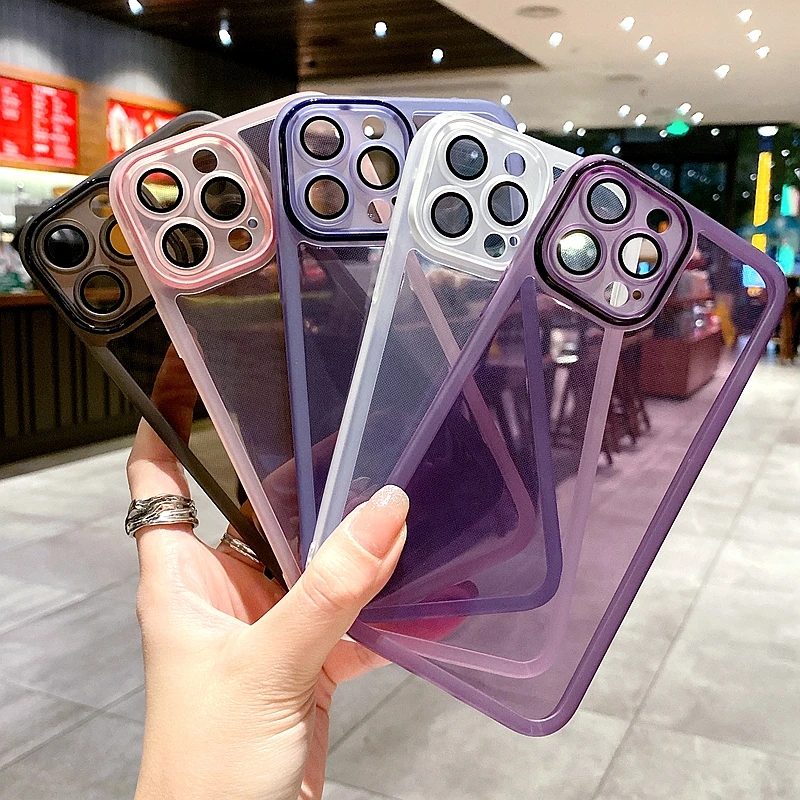 

Luxury Soft Candy Phone Case For IPhone 14 13 12 11 Pro Max Plus Shockproof Transparent Silicone Bumper Lens Protection Cover