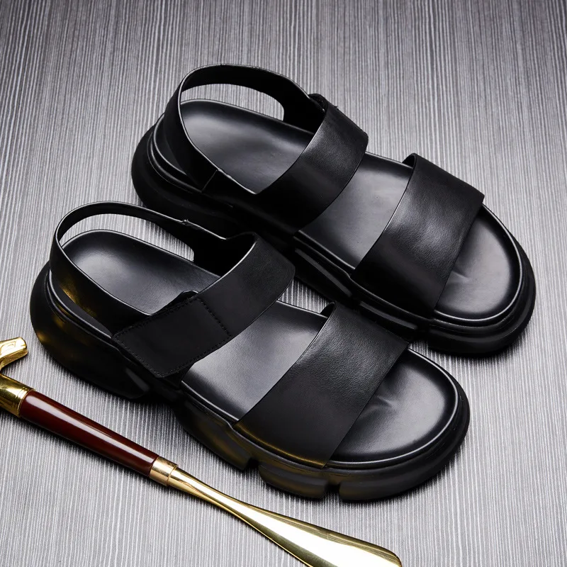 

Genuine leather sandals men's trend top layer cowhide summer thick-soled beach shoes 2022 new beach sandals and slippers