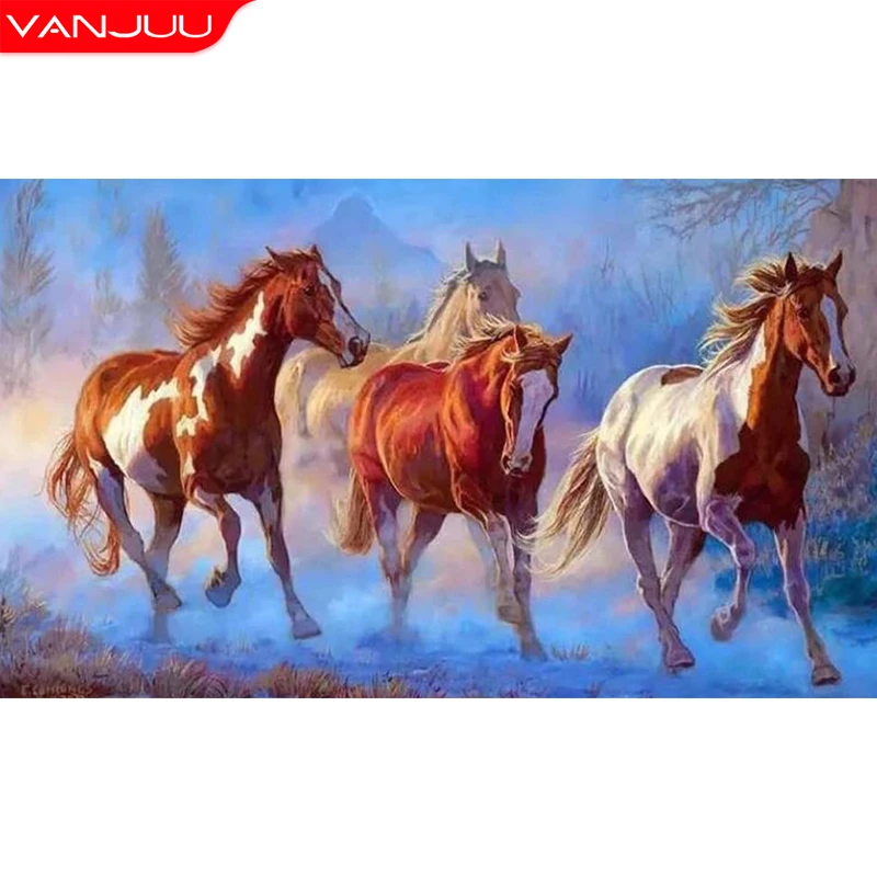 

Алмазная 5D Вышивка «гоночная лошадь», алмазная вышивка, вышивка крестиком, мозаика из страз с животными, домашний декор