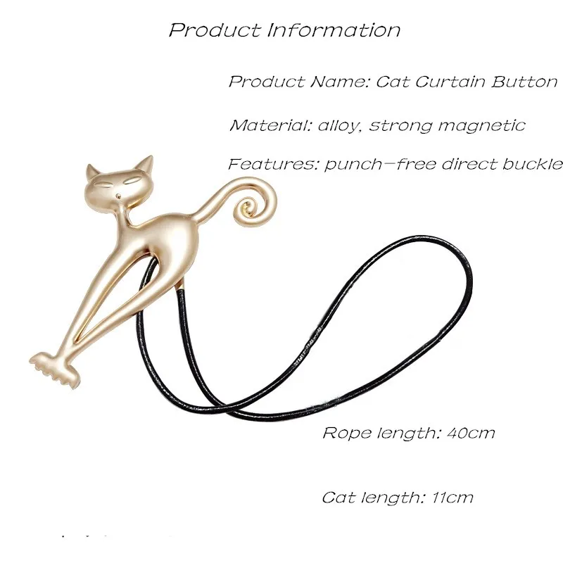 

European-style decorative curtain buckle Cute cartoon cat curtain tied back free punch hook magnet belt curtain accessories