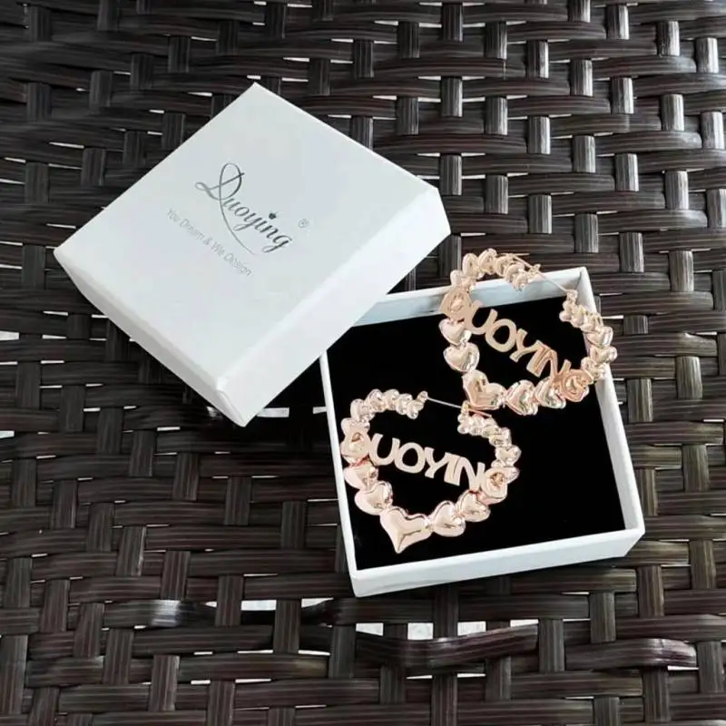 HHIYONG Custom Name Earrings Girls Love Aesthetic Daily Simple Jewelry for Women Pierced Earrings