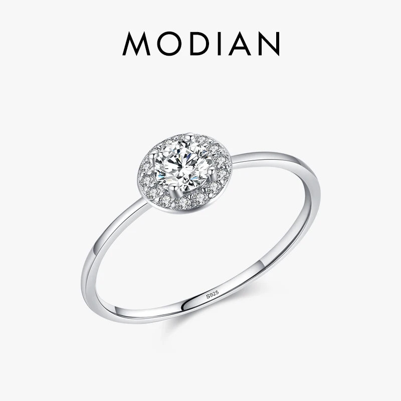 

Modian 925 Sterling Silver Sparkling Simple 5A Zirconia Ring For Women Original Band Silver Rings Fine Jewelry Engagement Gift