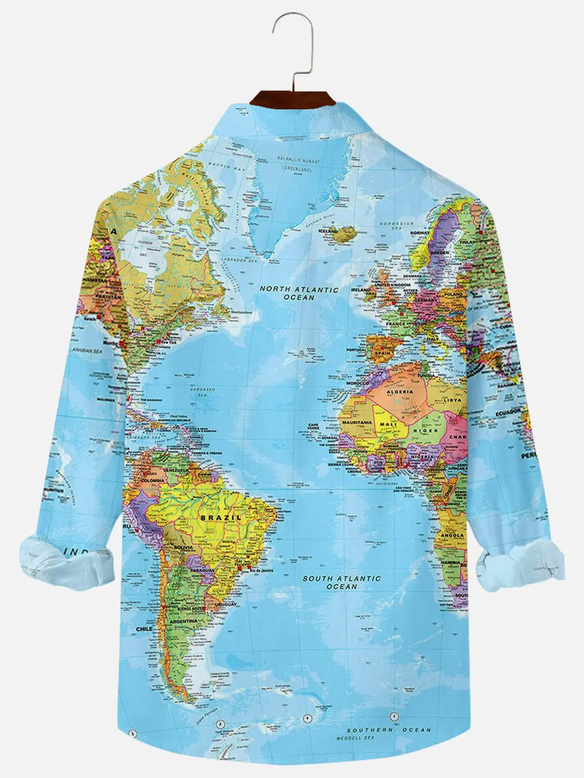Men's Map Long Sleeve Button Up Shirts