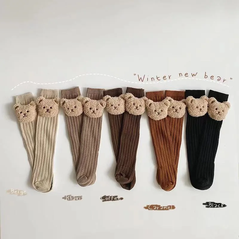 HoneyCherry/детские носки без пятки с медведем теплые зимние детские в Корейском стиле