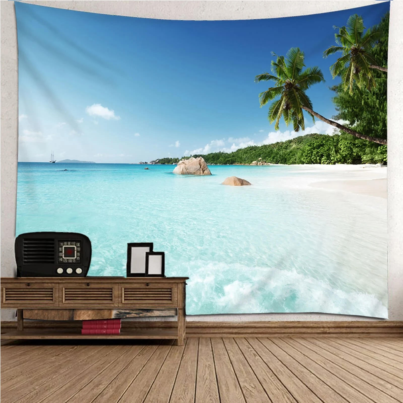 

Hang Wall Decor Wall Tapestry Neutral natural scenery Sea Beach Coconut Tree Wall Hanging Blanket Dorm Art Decor Covering