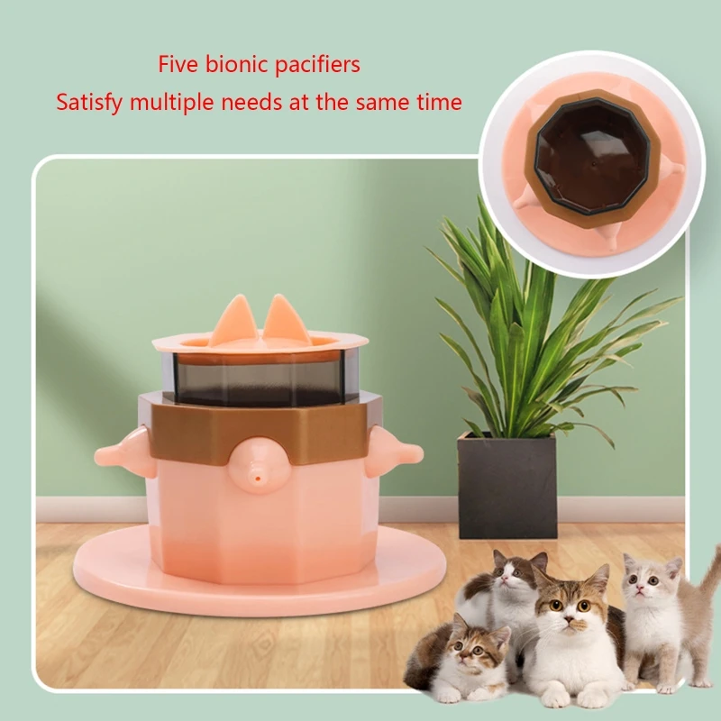 

Puppy Milk Feeder 5 Silicone Nipples Nursing Station Supplies Bowl Bionic Self Feeding Device for Newborn Dog Kitten