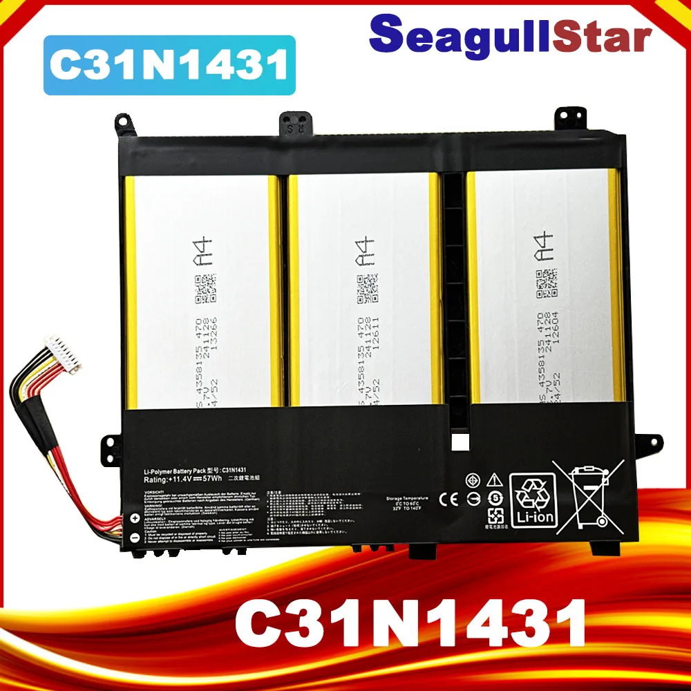 Фото Новая батарея для ноутбука 11.4V 57Wh C31N1431 для ASUS EeeBook R416N R416S E403S E403SA E403NA E403N №1