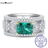 shipei luxury 100 925 sterling silver created moissanite emerald gemstone wedding band unisex rings fine jewelry gift wholesale