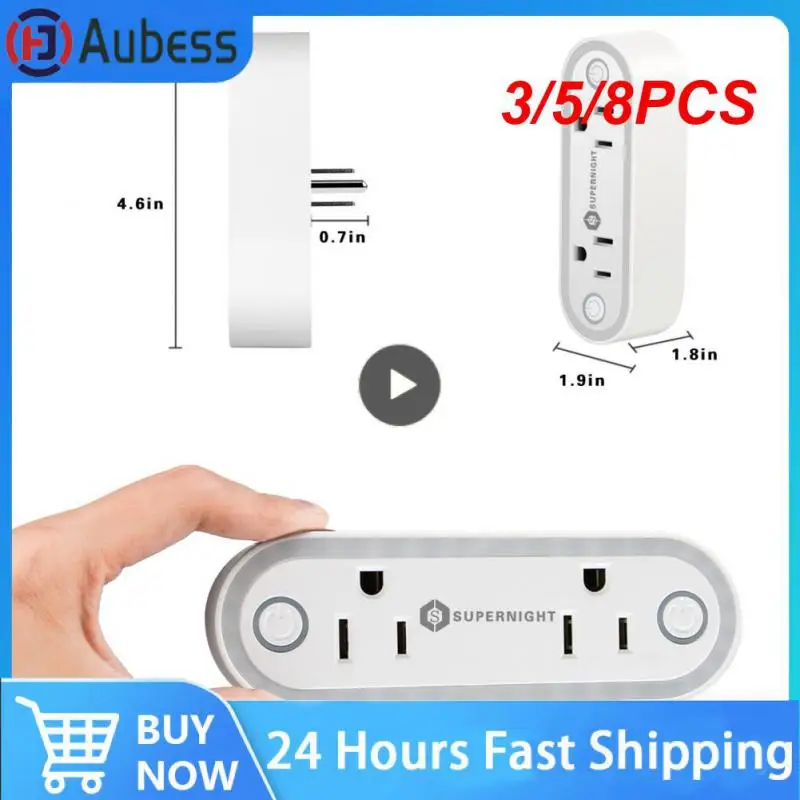 

3/5/8PCS Wifi Us Plug Timing Smart Life Outlet With Light Sensor Night Light Voice Control 16a Works With Alexa Google Home Tuya