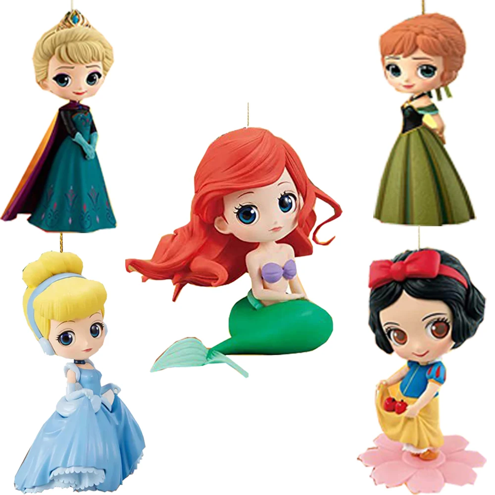 5pcs/set Disney Princess Anna Snow White Mermaid Christmas Tree Decoration Acrylic Flat Ornament Pendant Pendant Craft Gifts