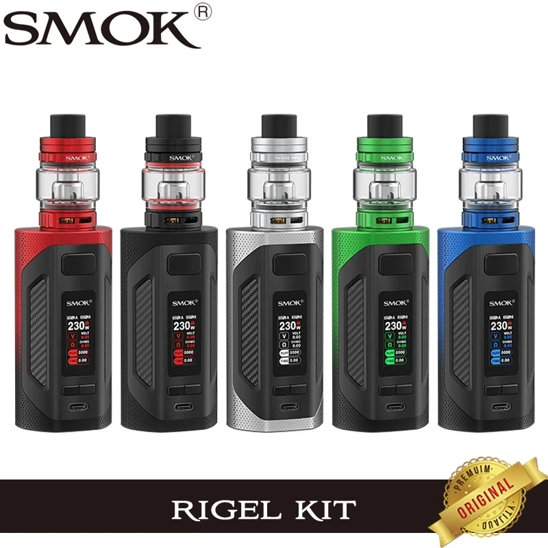 

Original SMOK Rigel Kit with 230W Rigel Box MOD Vape TFT Screen 6.5ml TFV9 Tank V9 Meshed Coil Electronic Cigarette Vaporizer