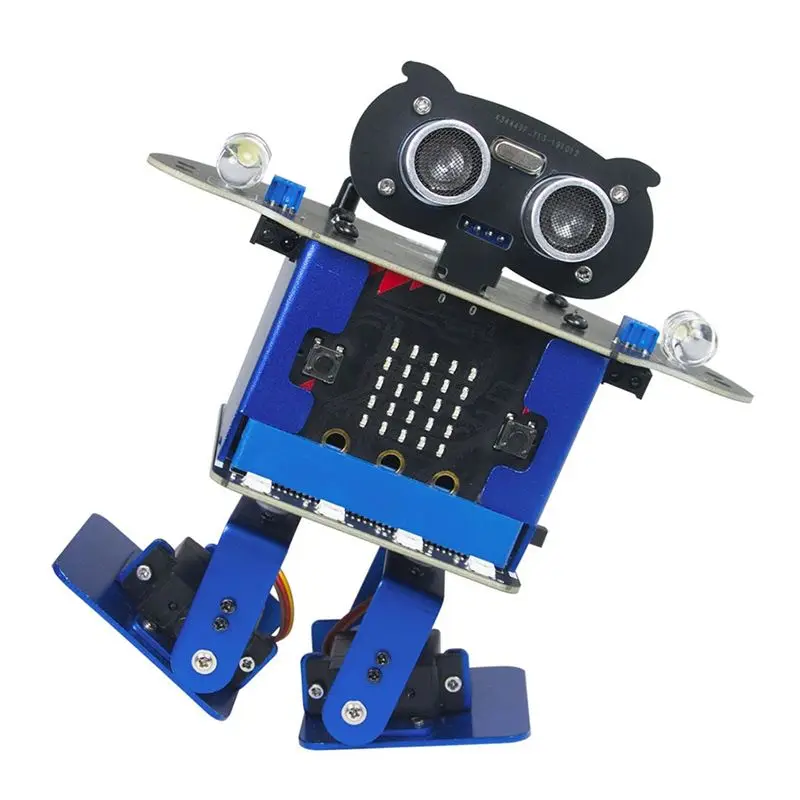 Фото Программируемый робот popop HappyBot Mixly+XR: двухногий робот для ходьбы, танцев и музыки, с поддержкой Micro:Bit, программирование через приложение, робот-машинка №5