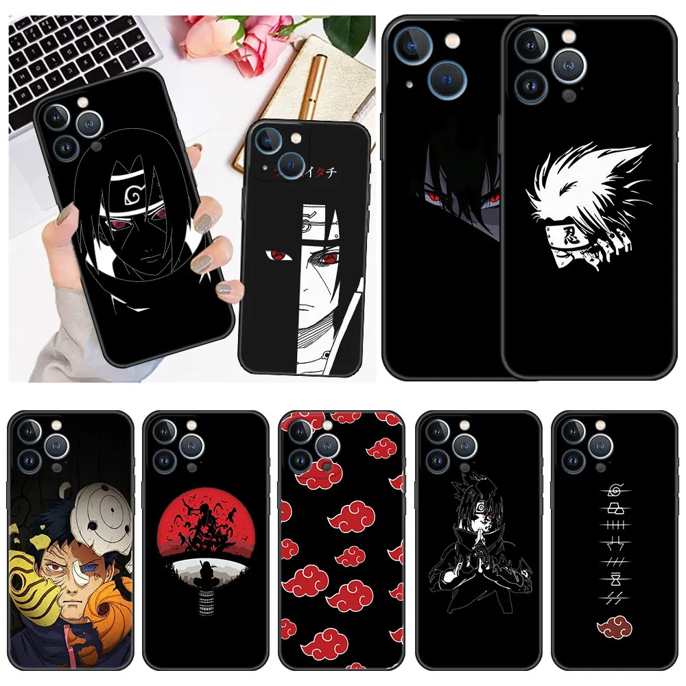 

Case For Apple iPhone 13 11 12 Pro 7 XR X XS Max Black Soft Phone Funda 8 6 6s Plus 5 5S SE 2022 Cover Naruto Sharingan