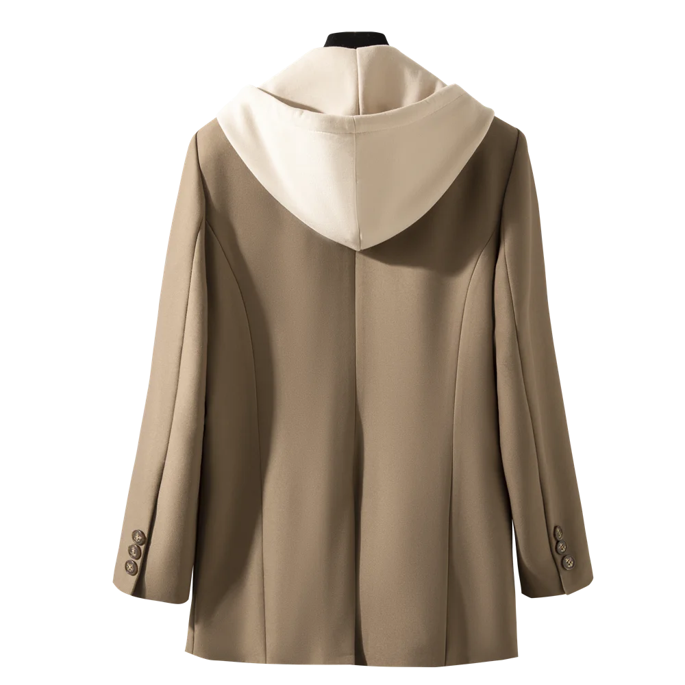 Korean Autumn Winter Women Coffee Gray Formal Blazer Office Ladies Female Long Sleeve Wide Loose Business Work Wear Jacket Coat