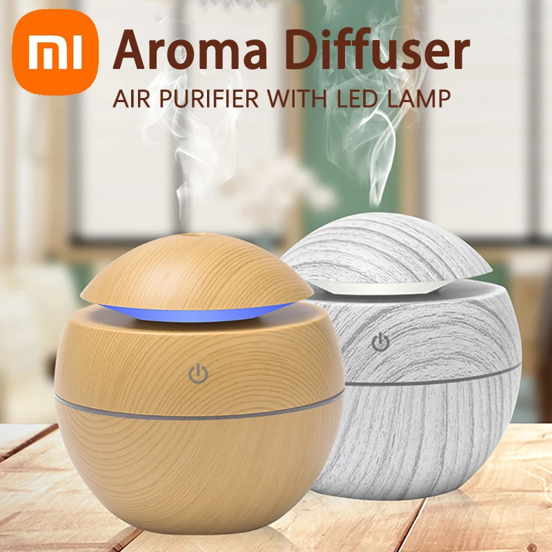 

Xiaomi 300ML USB Air Humidifier Electric Aroma Diffuser Mist Wood Grain Oil Aromatherapy Mini 7 LED Light For Car Home Office