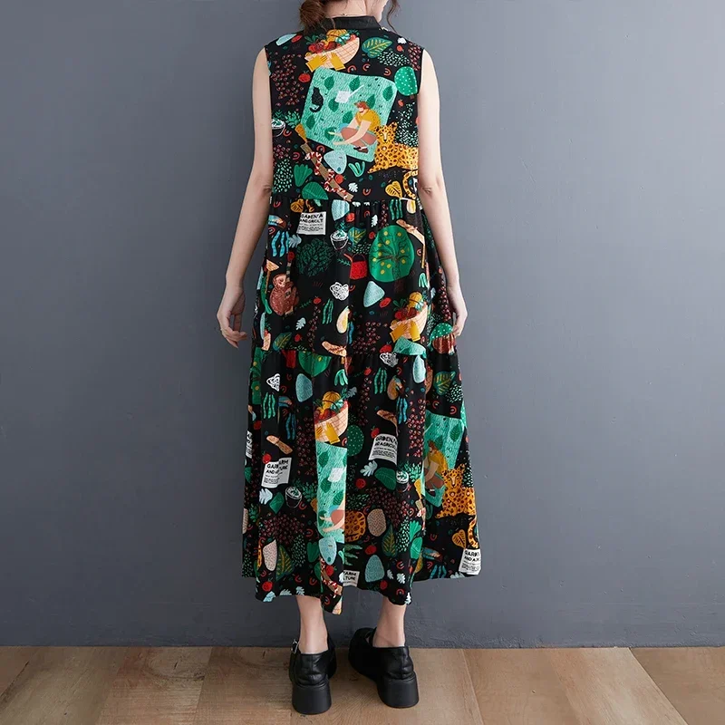 Платье с животным принтом зоопарка длинное платье на пуговицах боковым карманом