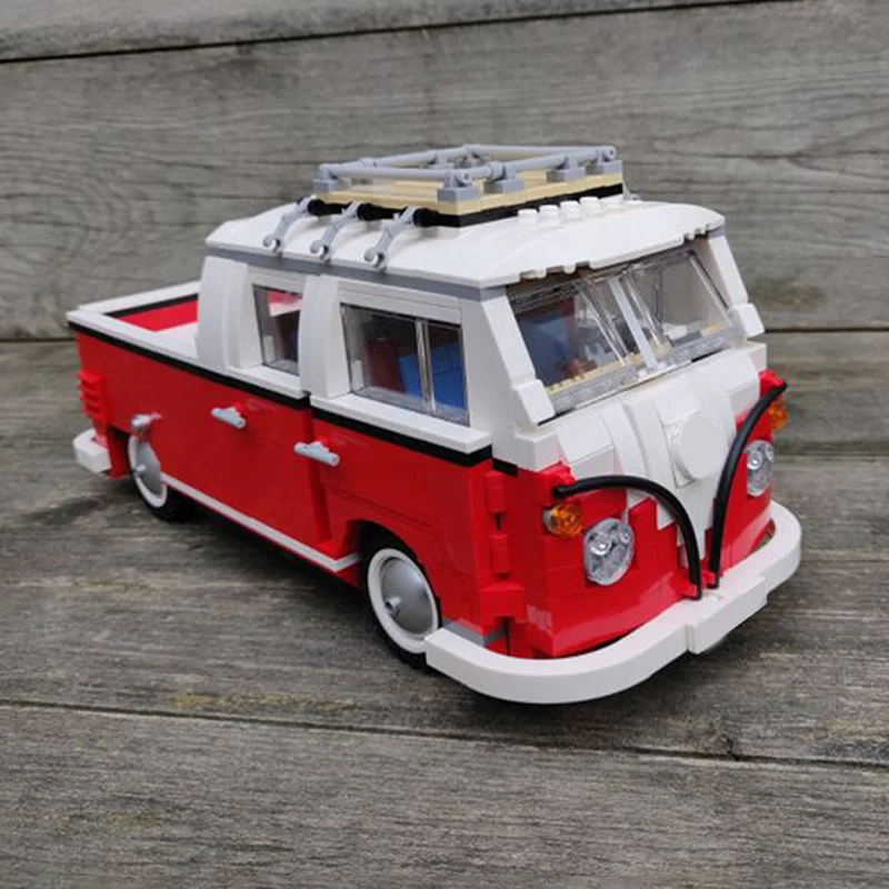 1048 деталей MOC VW T1 Doka: Альтернативная креативная модель для продвинутой сборки, конструктор, техническая модель, игрушка для создания сцен из серии «Замок и приключения», подарок (art.: 3920dc0fbe2ae) - 3920dc0fbe2ae