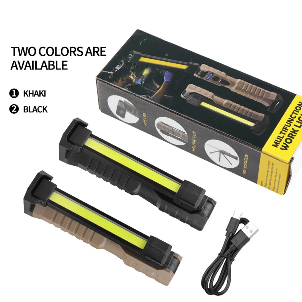 

Folding USB Rechargeable Flashlight Professional Torch Device Work Car Repairing Foldable COB Flashlights Black