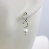 zfsilver fashion s925 sterling silve kroean number 8 shell pearl lover dangle stud earrings jewelry for women charm party gifts