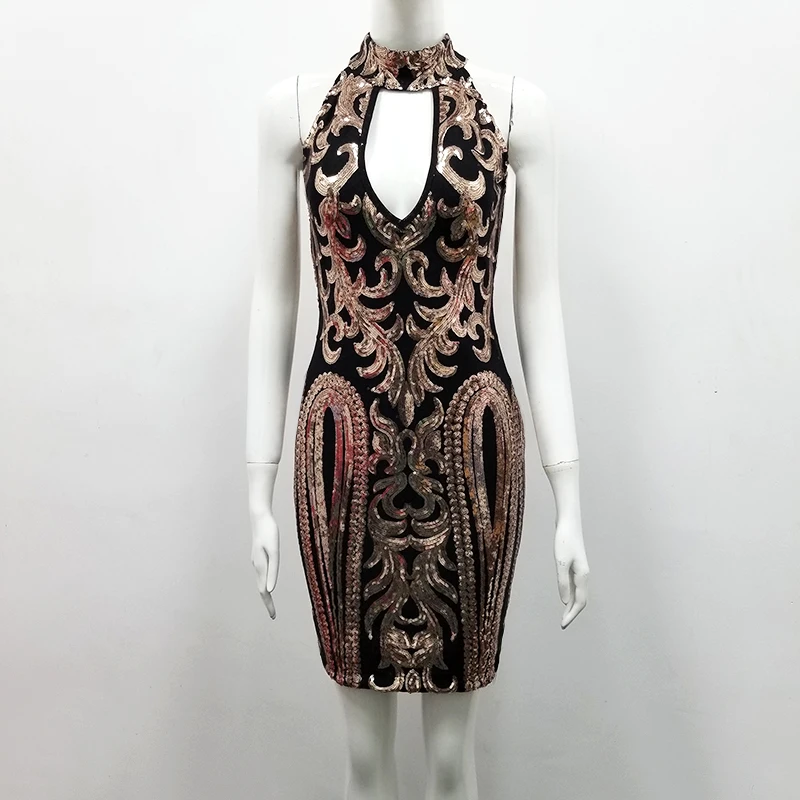 Распродажа по акции! Серое Женское Бандажное платье HL сексуальное облегающее