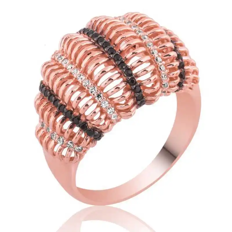 

Tevuli 925 Sterling Silver Black White Cubic Zirconia Women Ring