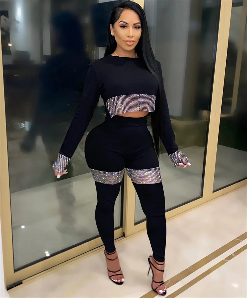 

Adogirl Женские сексуальные комплекты из 2 предметов, короткий топ с длинным рукавом, модные костюмы