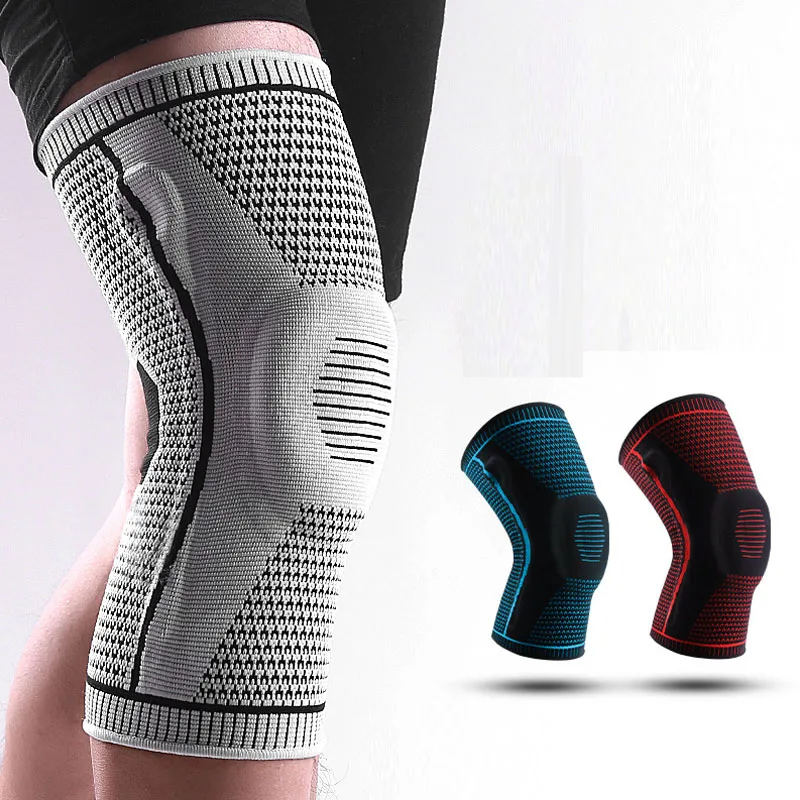 

1 Pair Silicone Full Knee Brace Strap Patella Medial Support Dropshipping Compression Protection Sport Pads Running Basketball
