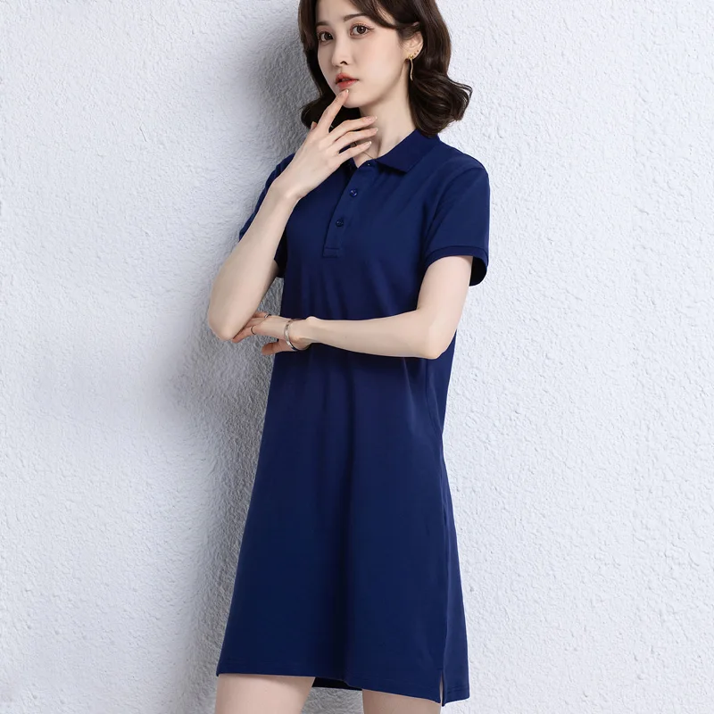 Женское платье 2024 популярная новинка облегающее поло с поясом хлопковое