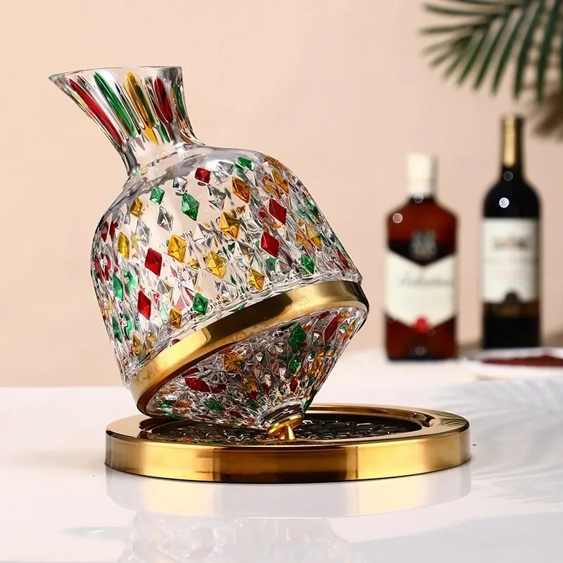 

Creative For Wine Cup Mug Gifts Wine Glass 1500ml Rotation Glasses Crystal Tumbler Cup Creativity Glass Decanter Cup Aerator