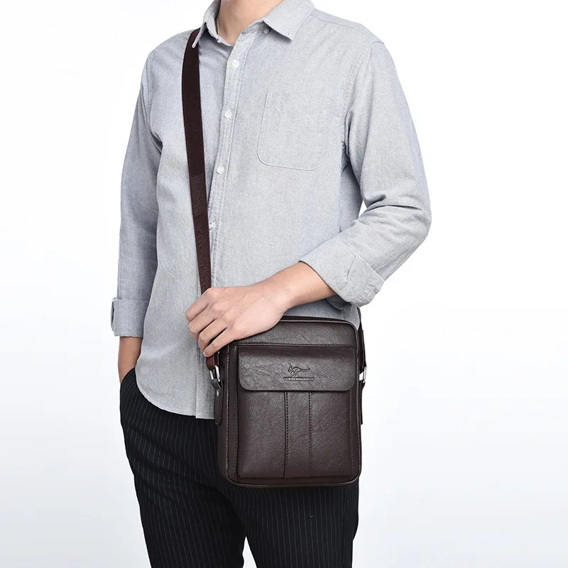New Business Men's Leather Shoulder Bag Korean Style Luxury Male Messenger Bag Casual Crossbody Bag For Man