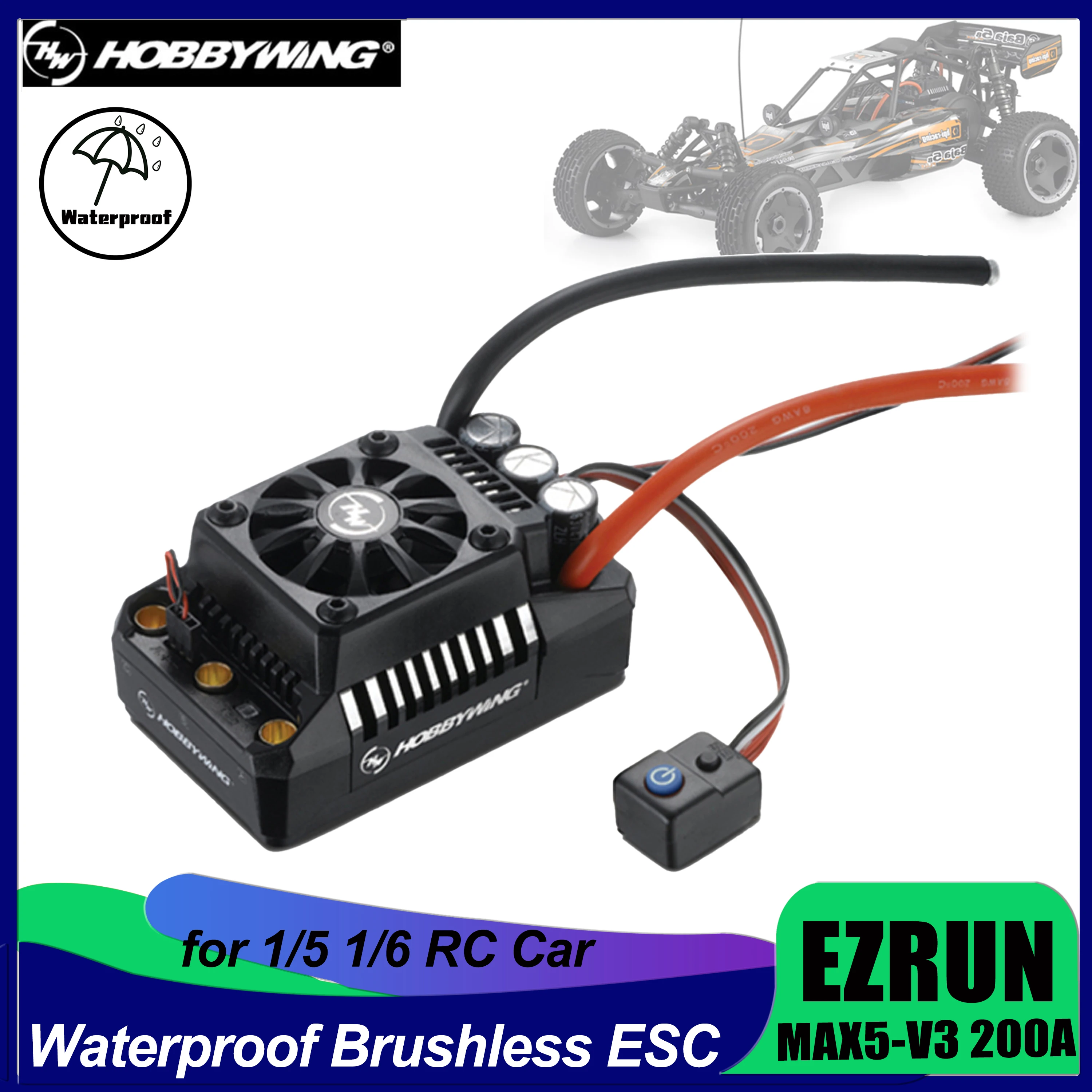 Водонепроницаемый Бесщеточный Регулятор Скорости Hobbywing EZRUN MAX5-V3 200A ESC для 1/5 1/6 RC автомобиля на дороге Wltoys Traxxas Trx4 Водонепроницаемый Бесщеточный Регулятор Скорости Hobbywing EZRUN MAX5-V3 200A ESC для 1/5 1/6 RC автомобиля на дороге Wltoys Traxxas Trx4