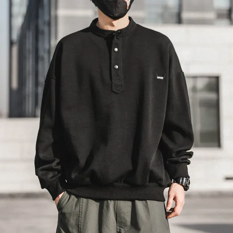 

Spring and Autumn Round Neck Sweater Men's Trendy Long-sleeved Casual Capless Loose Jacket 2023 New Trend All-match Top