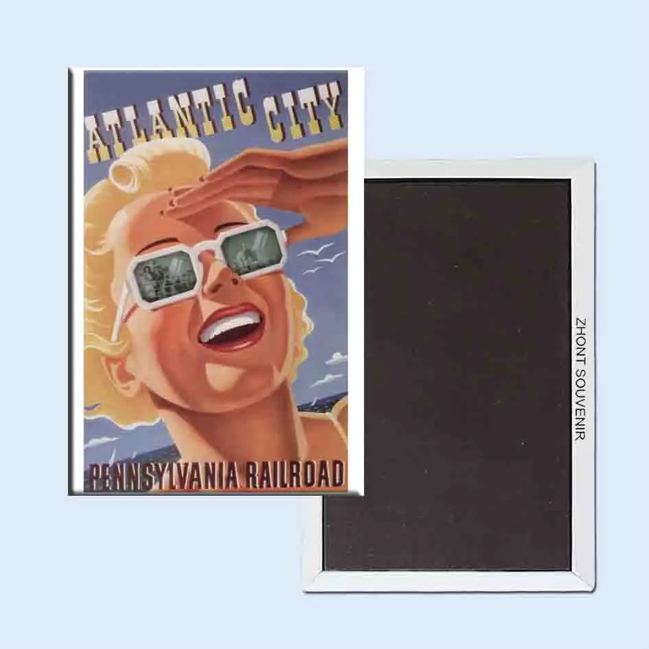 24114 г., магниты на холодильник с изображением канадской железной дороги, Атлантического города, Пенсильвания, Sascha Maurer